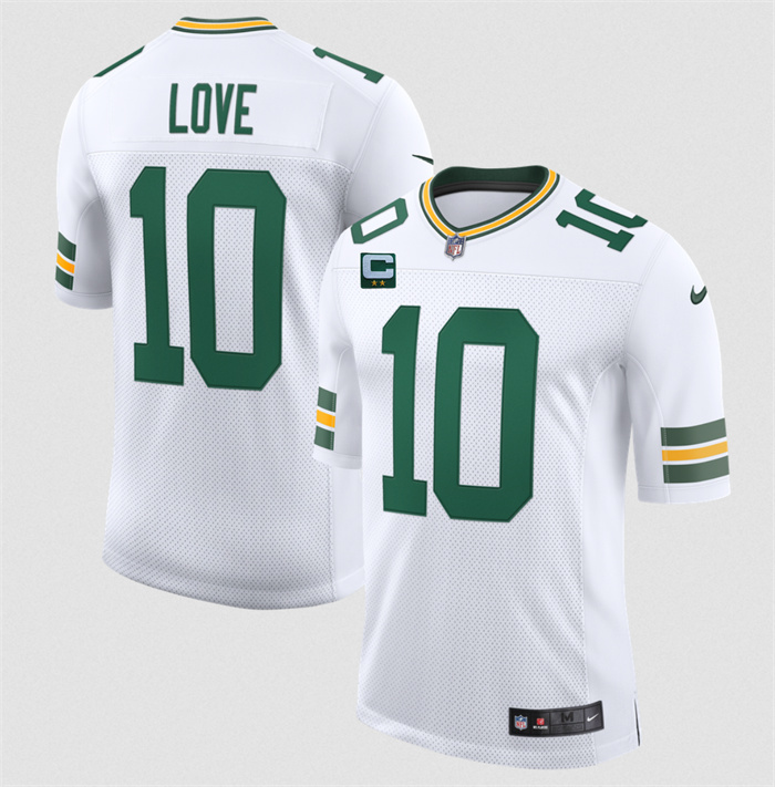 Men's Green Bay Packers #10 Jordan Love White 2026 With 2-Star C Patch New Vapor Untouchable Limited Stitched Football Jersey