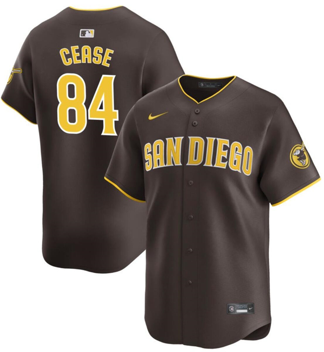 Men's San Diego Padres #84 Dylan Cease Brown 2024 Away Limited Stitched Baseball Jersey Men's San Diego Padres #84 Dylan Cease Brown 2024 Away Limited Stitched Baseball Jersey