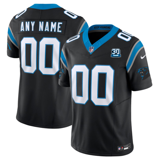 Men's Carolina Panthers Active Player Custom Black 2024 30th Anniversary Patch F.U.S.E. Vapor Limited Stitched Football Jersey Men's Carolina Panthers Active Player Custom Black 2024 30th Anniversary Patch F.U.S.E. Vapor Limited Stitched Football Jersey
