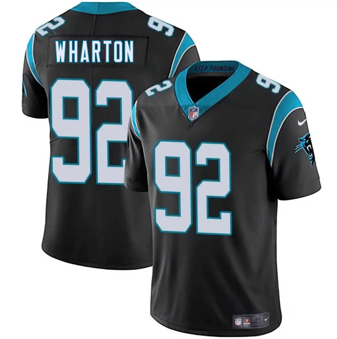 Men's Carolina Panthers #92 Tershawn Wharton Black 2025 Vapor Limited Stitched Football Jersey Men's Carolina Panthers #92 Tershawn Wharton Black 2025 Vapor Limited Stitched Football Jersey