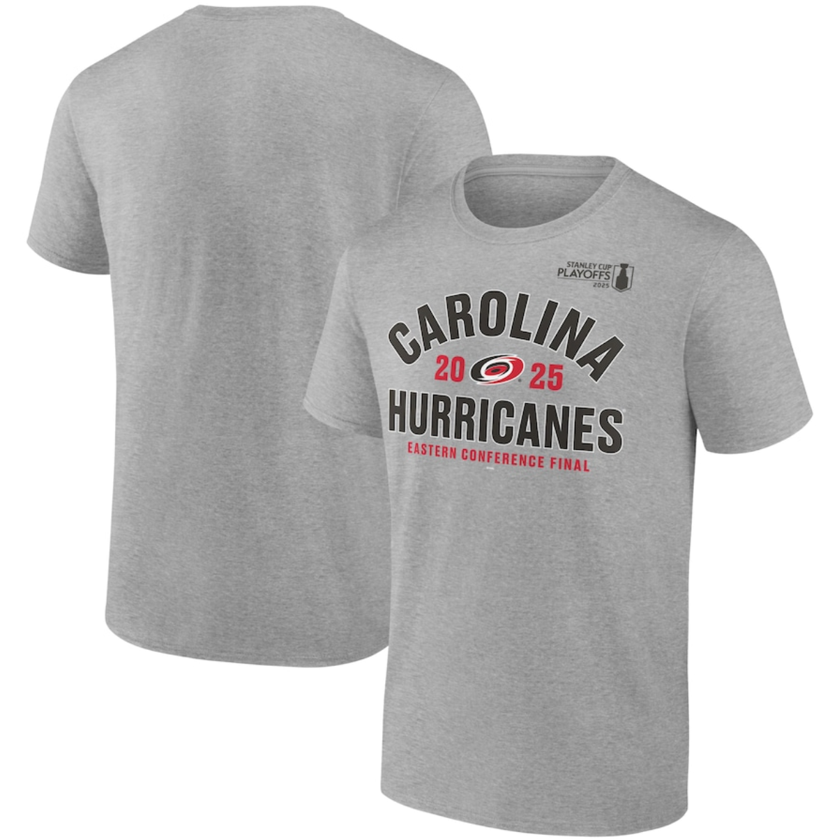 Men's Carolina Hurricanes Heather Gray 2025 Stanley Cup Playoffs Eastern Conference Final Contender T-Shirt Men's Carolina Hurricanes Heather Gray 2025 Stanley Cup Playoffs Eastern Conference Final Contender T-Shirt