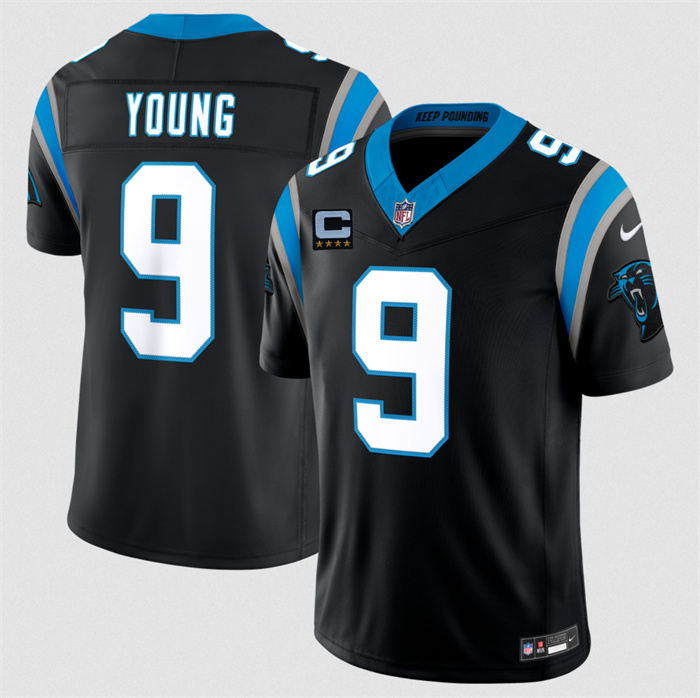 Men's Carolina Panthers #9 Bryce Young Black 2026 F.U.S.E. 4-Star C Patch Vapor Limited Stitched Football Jersey