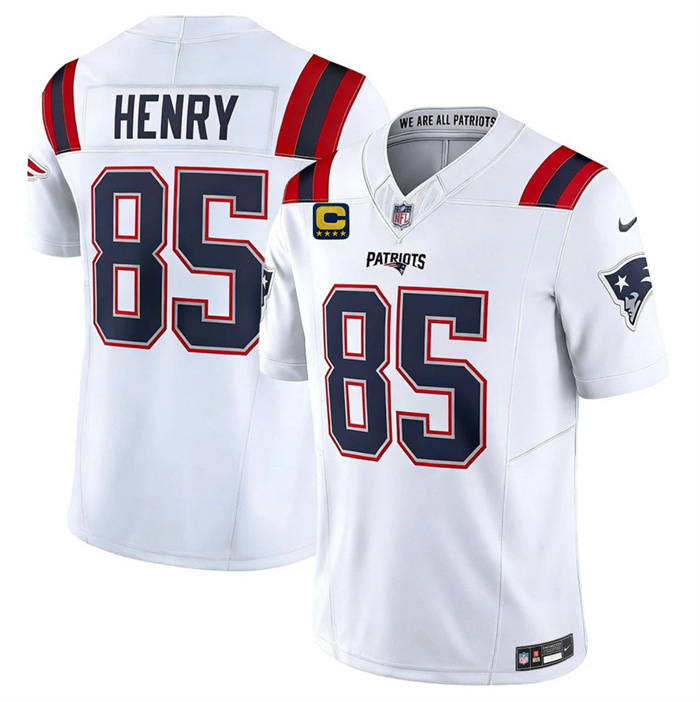 Men's New England Patriots #85 Hunter Henry White 2026 F.U.S.E. 4-Star C Pach Vapor Limited Stitched Football Jersey