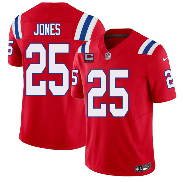 Men's New England Patriots #25 Marcus Jones Red 2026 F.U.S.E. 2-Star C Pach Vapor Limited Stitched Football Jersey
