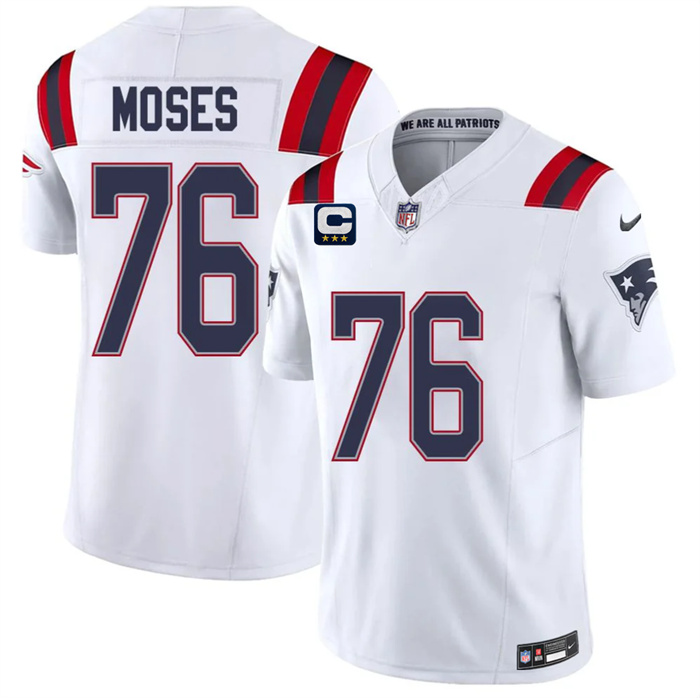 Men's New England Patriots #76 KMorgan Moses White 2026 F.U.S.E. 3-Star C Pach Vapor Limited Stitched Football Jersey