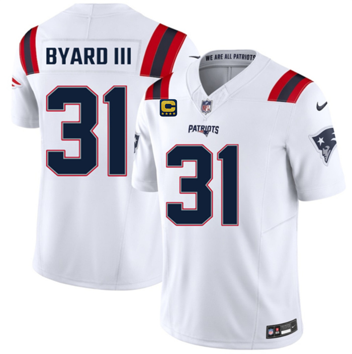 Men's New England Patriots #31 Kevin Byard III White 2026 F.U.S.E. 4-Star C Pach Vapor Limited Stitched Football Jersey