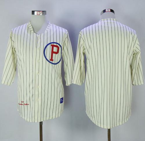 Mitchell And Ness 1921 Phillies Blank Cream Strip Throwback Stitched MLB Jersey Mitchell And Ness 1921 Phillies Blank Cream Strip Throwback Stitched MLB Jersey