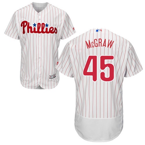 Phillies #45 Tug McGraw White(Red Strip) Flexbase Authentic Collection Stitched MLB Jersey Phillies #45 Tug McGraw White(Red Strip) Flexbase Authentic Collection Stitched MLB Jersey