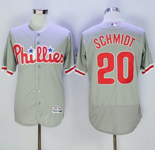 Phillies #20 Mike Schmidt Grey Flexbase Authentic Collection Stitched MLB Jersey Phillies #20 Mike Schmidt Grey Flexbase Authentic Collection Stitched MLB Jersey