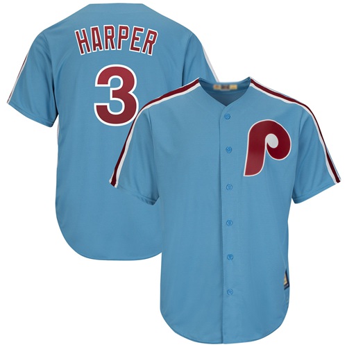 Phillies #3 Bryce Harper Light Blue New Cool Base Cooperstown Stitched MLB Jersey Phillies #3 Bryce Harper Light Blue New Cool Base Cooperstown Stitched MLB Jersey