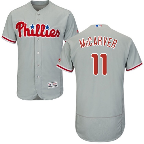 Phillies #11 Tim McCarver Grey Flexbase Authentic Collection Stitched MLB Jersey Phillies #11 Tim McCarver Grey Flexbase Authentic Collection Stitched MLB Jersey