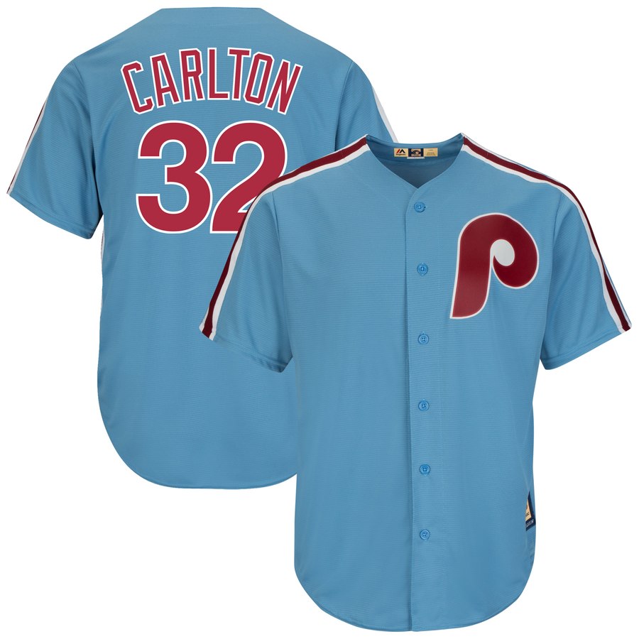 Philadelphia Phillies #32 Steve Carlton Majestic Cooperstown Collection Cool Base Player Jersey Light Blue Philadelphia Phillies #32 Steve Carlton Majestic Cooperstown Collection Cool Base Player Jersey Light Blue