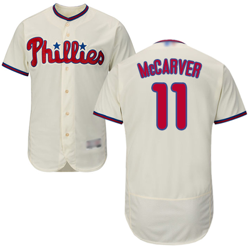 Phillies #11 Tim McCarver Cream Flexbase Authentic Collection Stitched MLB Jersey Phillies #11 Tim McCarver Cream Flexbase Authentic Collection Stitched MLB Jersey