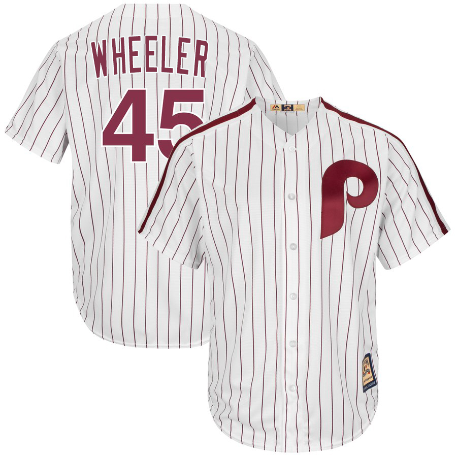 Philadelphia Phillies #45 Zack Wheeler Majestic Cooperstown Collection Cool Base Player Jersey White Philadelphia Phillies #45 Zack Wheeler Majestic Cooperstown Collection Cool Base Player Jersey White