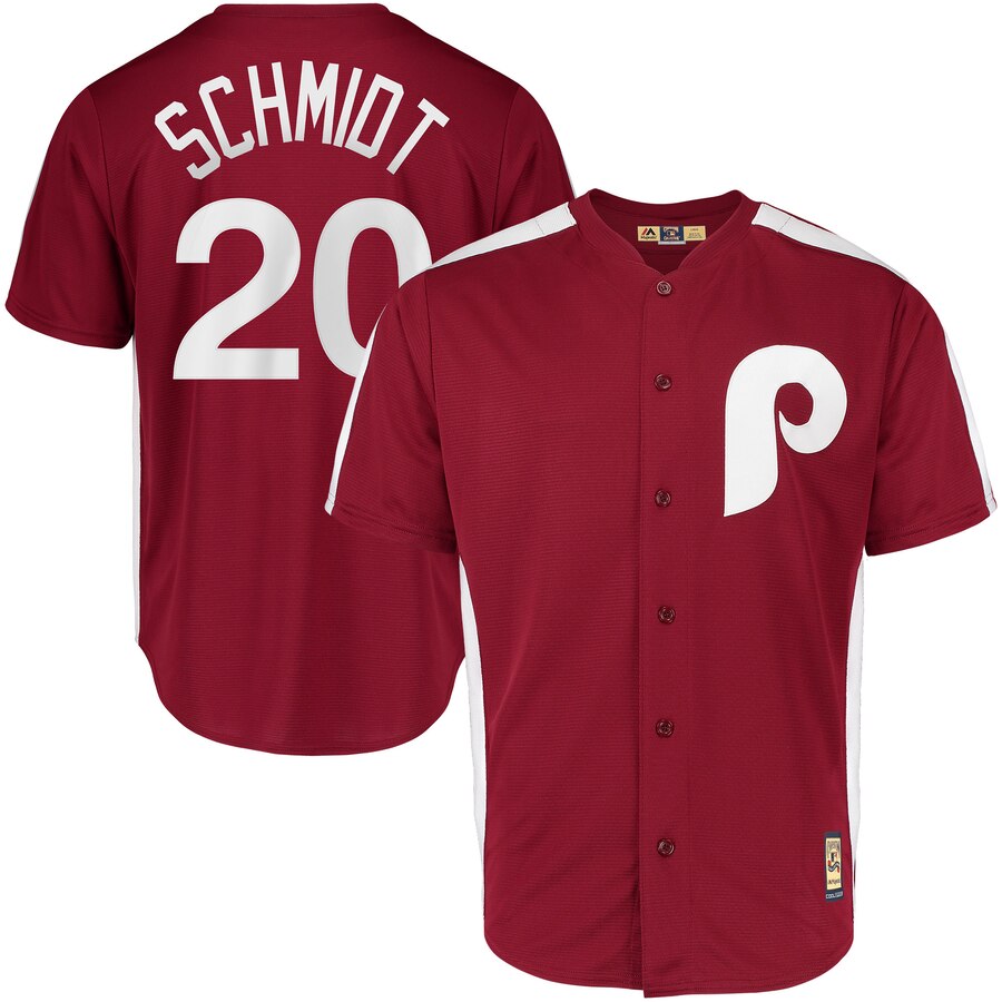 Philadelphia Phillies #20 Mike Schmidt Majestic 1979 Saturday Night Special Cool Base Cooperstown Player Jersey Maroon Philadelphia Phillies #20 Mike Schmidt Majestic 1979 Saturday Night Special Cool Base Cooperstown Player Jersey Maroon