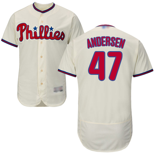 Phillies #47 Larry Andersen Cream Flexbase Authentic Collection Stitched MLB Jersey Phillies #47 Larry Andersen Cream Flexbase Authentic Collection Stitched MLB Jersey