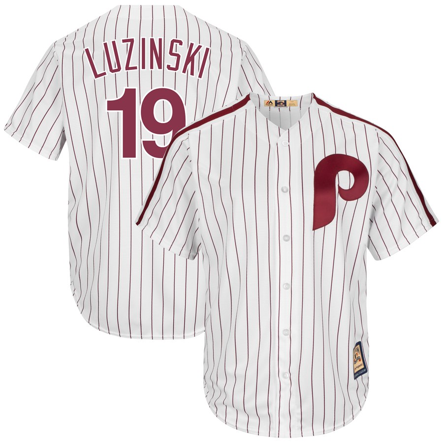 Philadelphia Phillies #19 Greg Luzinski Majestic Cooperstown Collection Cool Base Player Jersey White Philadelphia Phillies #19 Greg Luzinski Majestic Cooperstown Collection Cool Base Player Jersey White