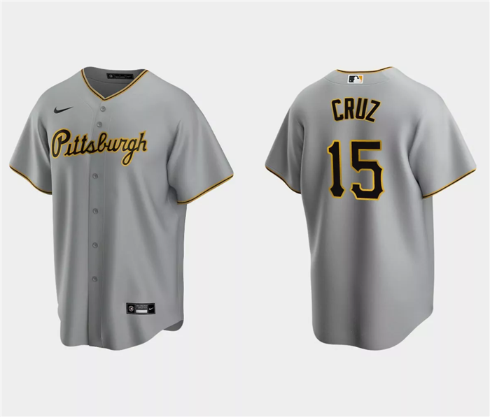 Men's Pittsburgh Pirates #15 Oneil Cruz Grey Cool Base Stitched Baseball Jersey Men's Pittsburgh Pirates #15 Oneil Cruz Grey Cool Base Stitched Baseball Jersey