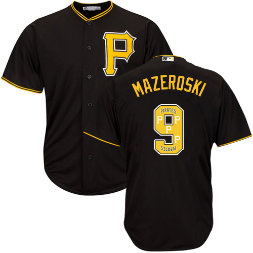 Pirates #9 Bill Mazeroski Black Team Logo Fashion Stitched MLB Jersey Pirates #9 Bill Mazeroski Black Team Logo Fashion Stitched MLB Jersey