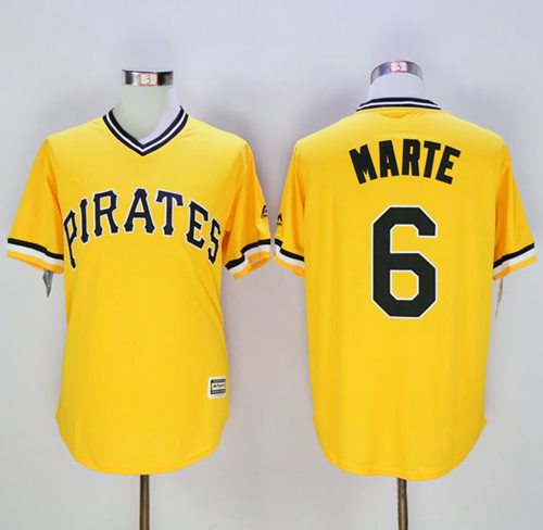 Pirates #6 Starling Marte Gold New Cool Base Stitched MLB Jersey Pirates #6 Starling Marte Gold New Cool Base Stitched MLB Jersey