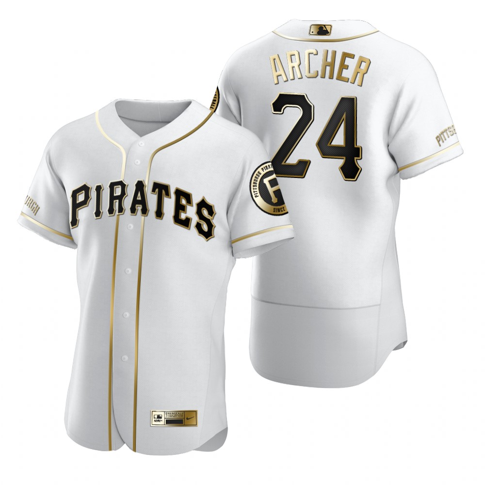 Pittsburgh Pirates #24 Chris Archer White Nike Men's Authentic Golden Edition MLB Jersey Pittsburgh Pirates #24 Chris Archer White Nike Men's Authentic Golden Edition MLB Jersey