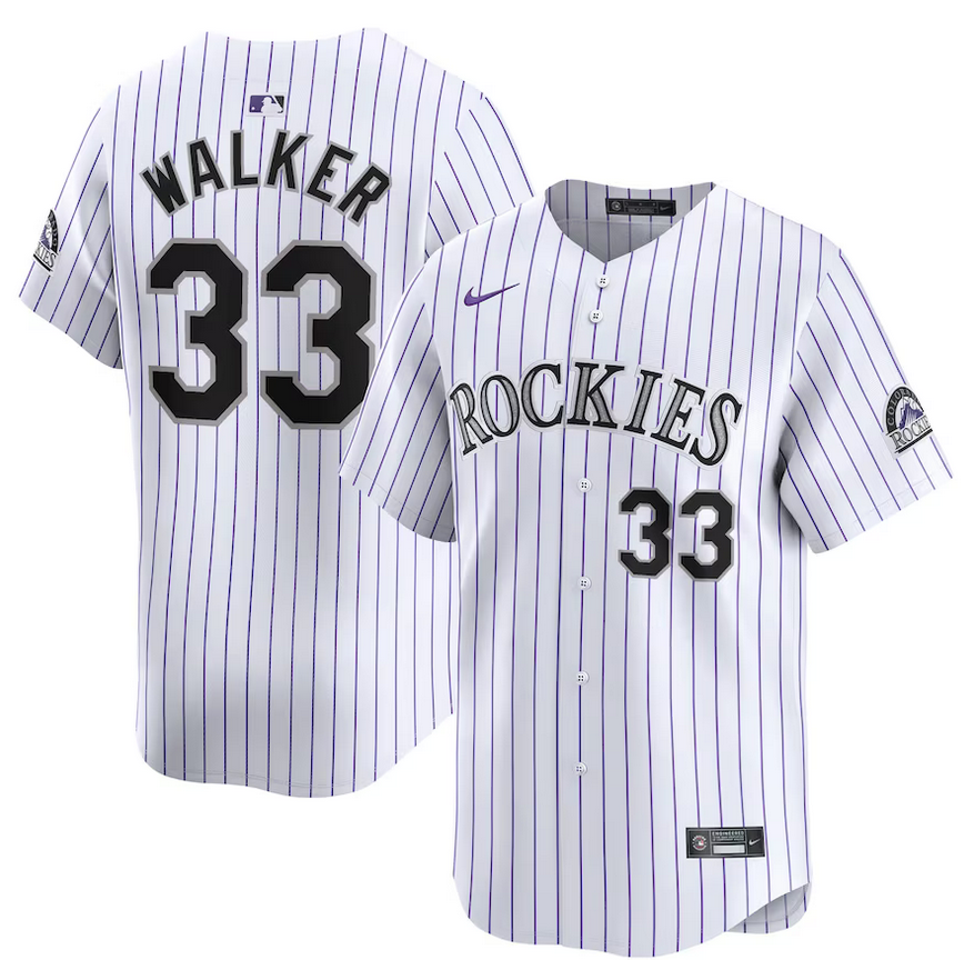 Men's Colorado Rockies #14 Larry Walker White Home Limited Stitched Baseball Jersey Men's Colorado Rockies #14 Larry Walker White Home Limited Stitched Baseball Jersey