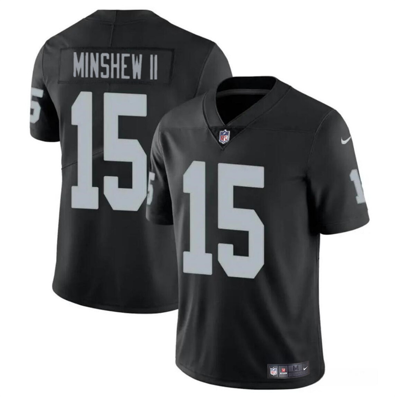 Men's Las Vegas Raiders #15 Gardner Minshew II Black Vapor Stitched Football Jersey Men's Las Vegas Raiders #15 Gardner Minshew II Black Vapor Stitched Football Jersey