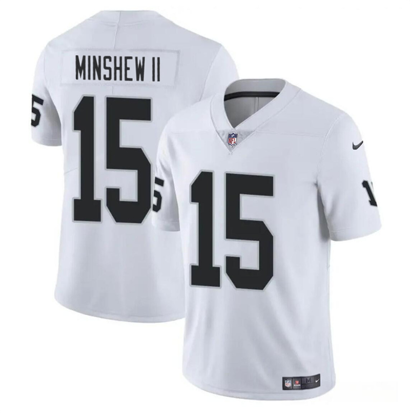 Men's Las Vegas Raiders #15 Gardner Minshew II White Vapor Stitched Football Jersey Men's Las Vegas Raiders #15 Gardner Minshew II White Vapor Stitched Football Jersey