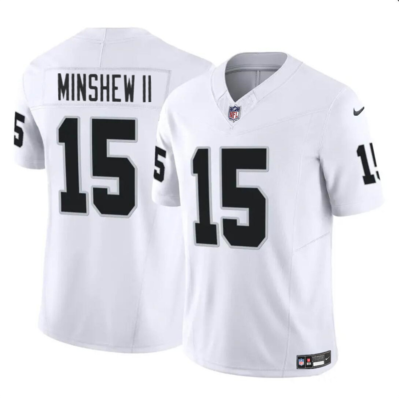 Men's Las Vegas Raiders #15 Gardner Minshew II White 2024 F.U.S.E Stitched Football Jersey Men's Las Vegas Raiders #15 Gardner Minshew II White 2024 F.U.S.E Stitched Football Jersey