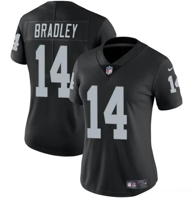 Women's Las Vegas Raiders #14 Carter Bradley Black Vapor Stitched Jersey(Run Small) Women's Las Vegas Raiders #14 Carter Bradley Black Vapor Stitched Jersey(Run Small)