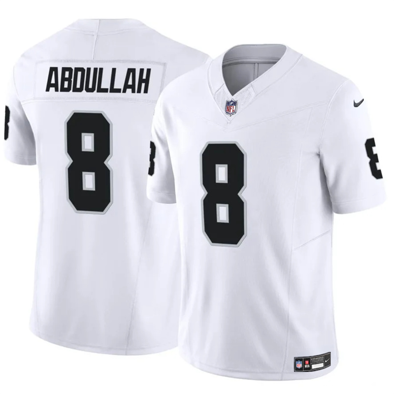 Men's Las Vegas Raiders #8 Ameer Abdullah White F.U.S.E Vapor Stitched Football Jersey Men's Las Vegas Raiders #8 Ameer Abdullah White F.U.S.E Vapor Stitched Football Jersey