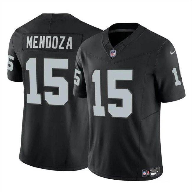 Men's Las Vegas Raiders #15 Fernando Mendoza Black 2026 Draft F.U.S.E. Vapor Untouchable Limited Stitched Football Jersey Men's Las Vegas Raiders #15 Fernando Mendoza Black 2026 Draft F.U.S.E. Vapor Untouchable Limited Stitched Football Jersey
