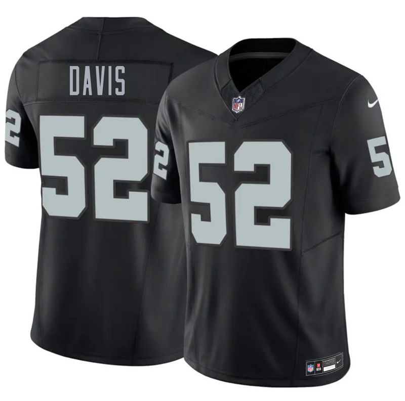 Men's Las Vegas Raiders #52 Jamin Davis Black 2026 F.U.S.E. Vapor Untouchable Limited Stitched Football Jersey Men's Las Vegas Raiders #52 Jamin Davis Black 2026 F.U.S.E. Vapor Untouchable Limited Stitched Football Jersey