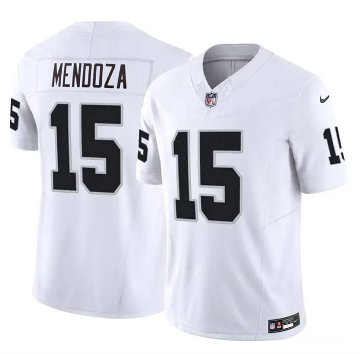 Men's Las Vegas Raiders #15 Fernando Mendoza White 2026 Draft F.U.S.E. Vapor Untouchable Limited Stitched Football Jersey Men's Las Vegas Raiders #15 Fernando Mendoza White 2026 Draft F.U.S.E. Vapor Untouchable Limited Stitched Football Jersey
