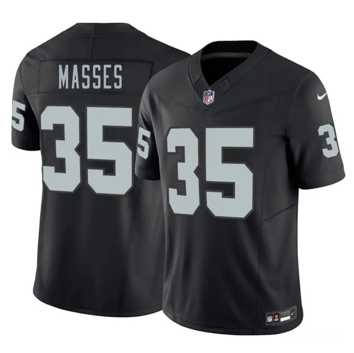Men's Las Vegas Raiders #35 Hezekiah Masses Black 2026 Draft F.U.S.E. Vapor Untouchable Limited Stitched Football Jersey