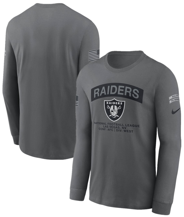 Men's Las Vegas Raiders Gray 2026 Salute to Service Long Sleeve T-Shirt