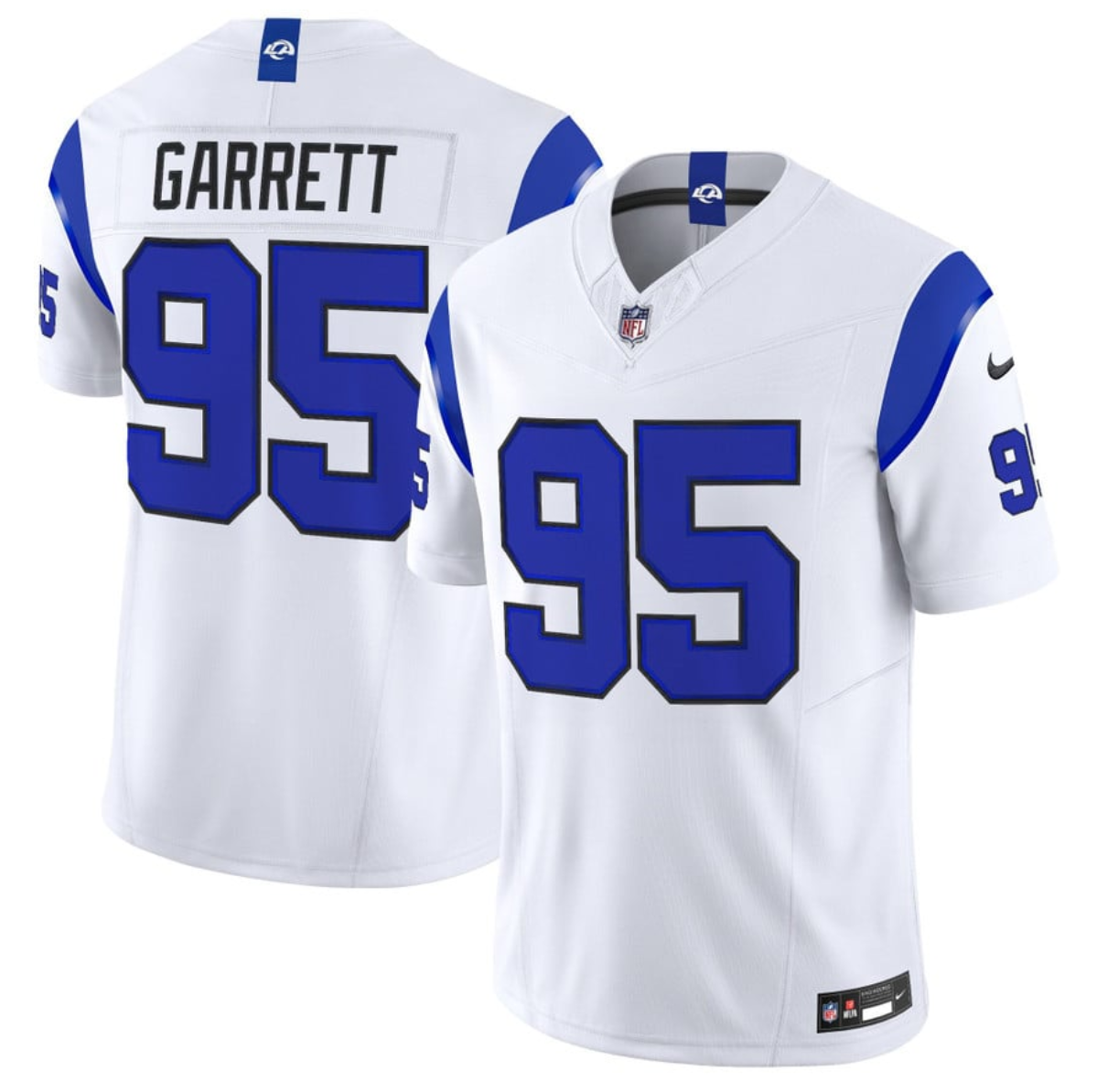 Men's Los Angeles Rams #95 Myles Garrett White Fearsome 2026 F.U.S.E. Vapor Limited Stitched Football Jersey Men's Los Angeles Rams #95 Myles Garrett White Fearsome 2026 F.U.S.E. Vapor Limited Stitched Football Jersey