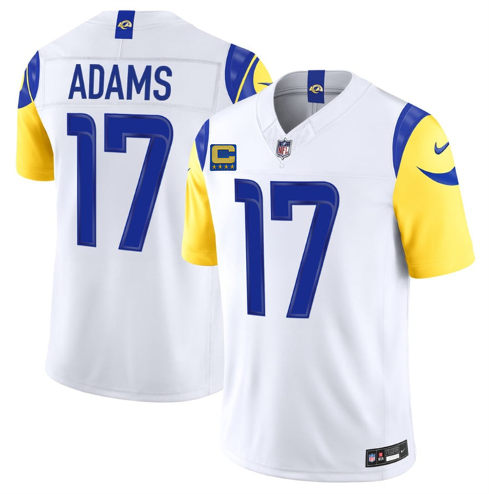 Men's Los Angeles Rams #17 Davante Adams White 2026 F.U.S.E. 4-Star C Patch Vapor Limited Stitched Football Jersey