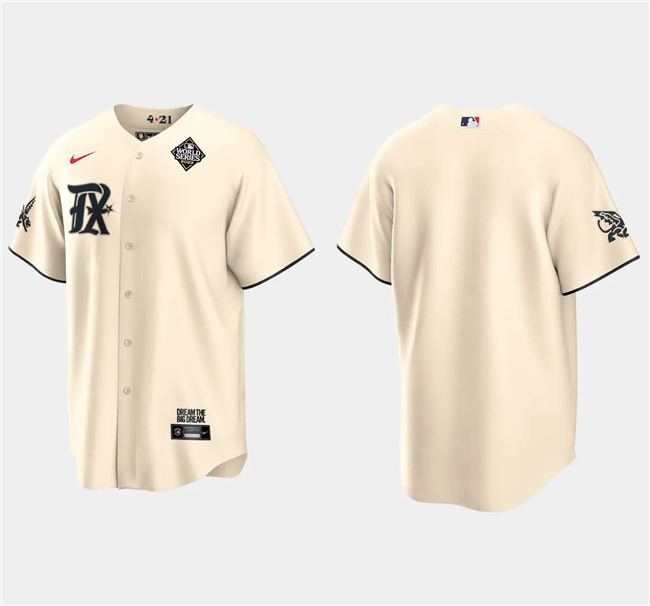Men's Texas Rangers Blank Cream 2023 World Series City Connect Stitched Baseball Jersey Men's Texas Rangers Blank Cream 2023 World Series City Connect Stitched Baseball Jersey