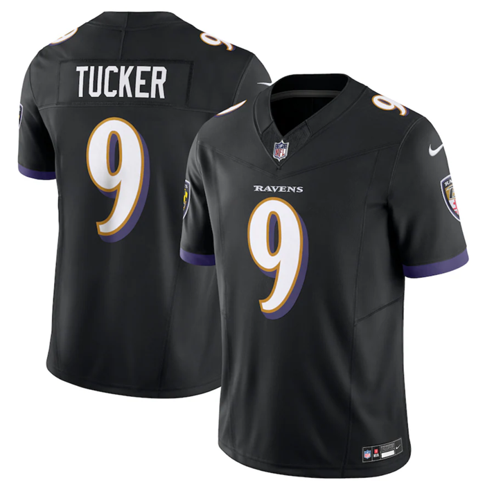 Men's Baltimore Ravens #9 Justin Tucker Black 2023 F.U.S.E Vapor Jersey Men's Baltimore Ravens #9 Justin Tucker Black 2023 F.U.S.E Vapor Jersey