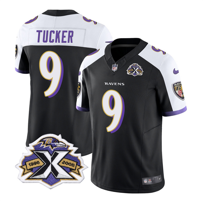 Men's Baltimore Ravens #9 Justin Tucker Black/White 2023 F.U.S.E With Patch Throwback Vapor Limited Jersey Men's Baltimore Ravens #9 Justin Tucker Black/White 2023 F.U.S.E With Patch Throwback Vapor Limited Jersey