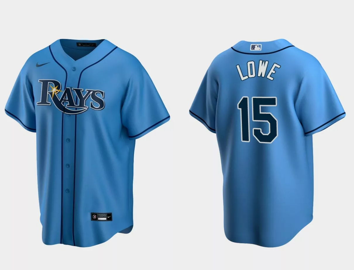 Men's Tampa Bay Rays #15 Josh Lowe Light Blue Cool Base Stitched Baseball Jersey Men's Tampa Bay Rays #15 Josh Lowe Light Blue Cool Base Stitched Baseball Jersey