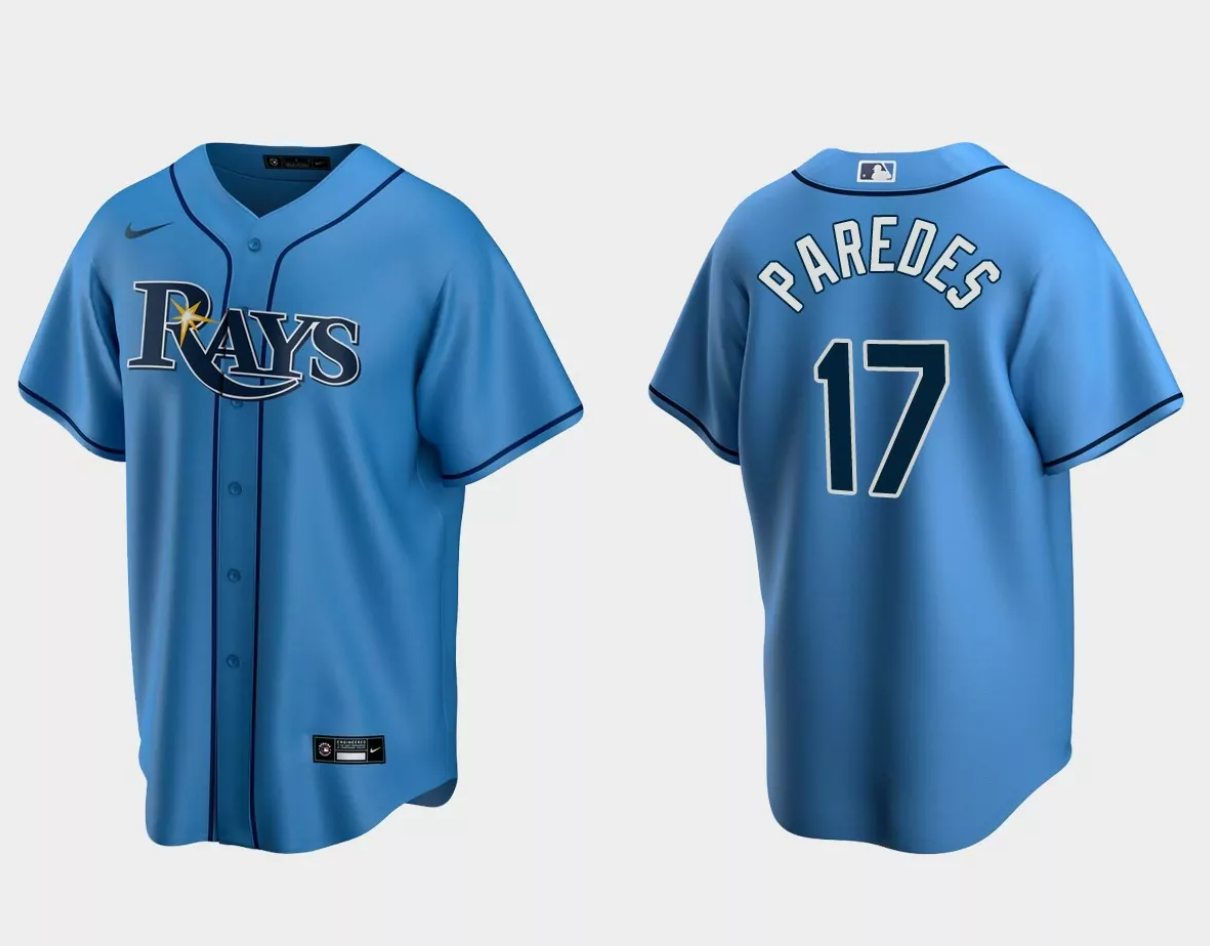 Men's Tampa Bay Rays #17 Isaac Paredes Light Blue Cool Base Stitched Baseball Jersey Men's Tampa Bay Rays #17 Isaac Paredes Light Blue Cool Base Stitched Baseball Jersey