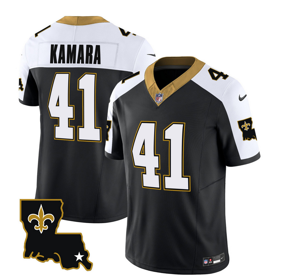 Men's New Orleans Saints #41 Alvin Kamara Black White 2023 F.U.S.E. 1987 Legacy Vapor Stitched Jersey Men's New Orleans Saints #41 Alvin Kamara Black White 2023 F.U.S.E. 1987 Legacy Vapor Stitched Jersey
