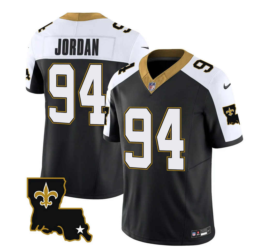 Men's New Orleans Saints #94 Cameron Jordan Black White 2023 F.U.S.E. 1987 Legacy Vapor Stitched Jersey