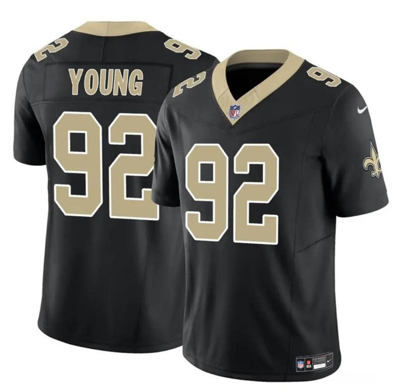 Men's New Orleans Saints #92 Chase Young Black 2023 F.U.S.E Vapor Limited Stitched Football Jersey Men's New Orleans Saints #92 Chase Young Black 2023 F.U.S.E Vapor Limited Stitched Football Jersey