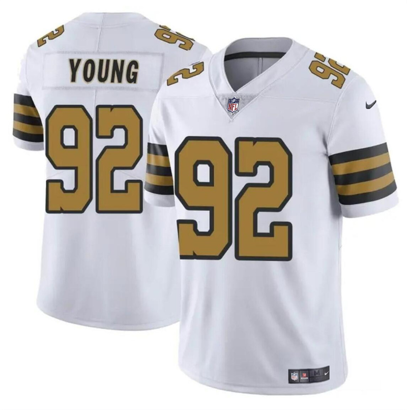 Men's New Orleans Saints #92 Chase Young White Color Rush Limited Stitched Football Jersey Men's New Orleans Saints #92 Chase Young White Color Rush Limited Stitched Football Jersey