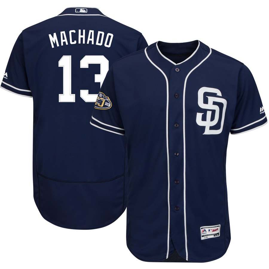 San Diego Padres #13 Manny Machado Majestic Flex Base Authentic Stitched MLB Jersey Navy San Diego Padres #13 Manny Machado Majestic Flex Base Authentic Stitched MLB Jersey Navy