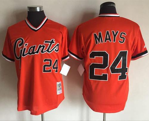 Mitchell And Ness Giants #24 Willie Mays Orange Throwback Stitched MLB Jersey Mitchell And Ness Giants #24 Willie Mays Orange Throwback Stitched MLB Jersey