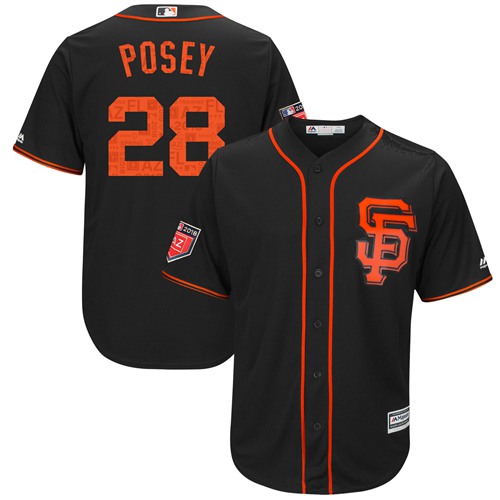 Giants #28 Buster Posey Black 2018 Spring Training Cool Base Stitched MLB Jersey Giants #28 Buster Posey Black 2018 Spring Training Cool Base Stitched MLB Jersey